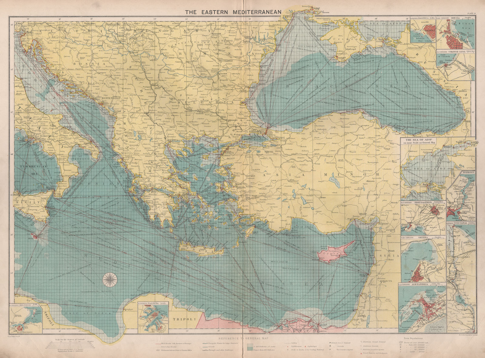 Associate Product Eastern Mediterranean & Black Sea chart. Ports lighthouses mail. LARGE 1918 map