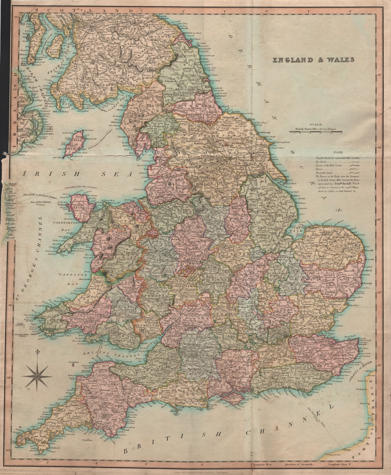 Antique map of England & Wales by Henry Teesdale 1831 old chart