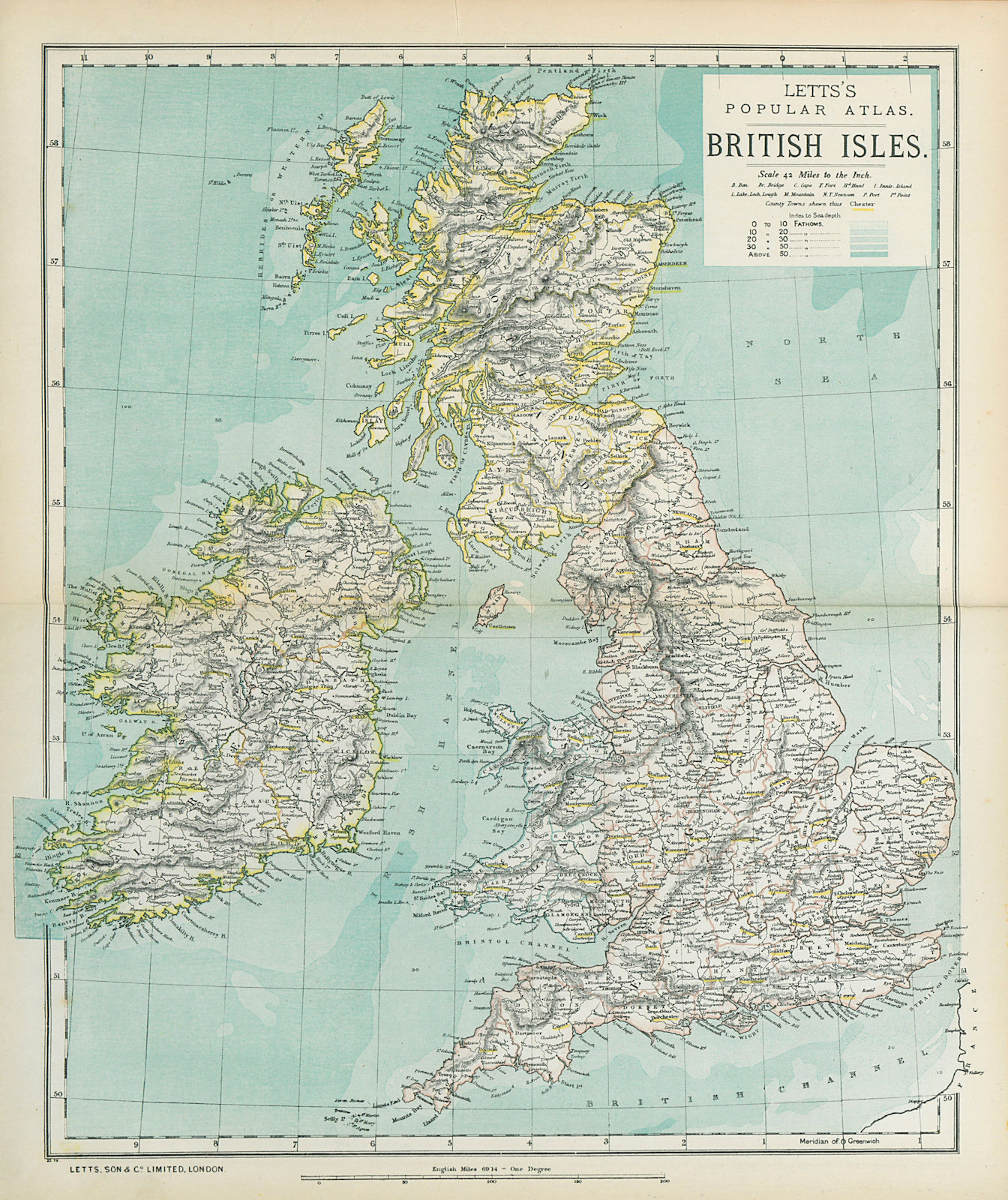 Associate Product BRITISH ISLES. United Kingdom. Ireland. Counties towns rivers. LETTS 1883 map