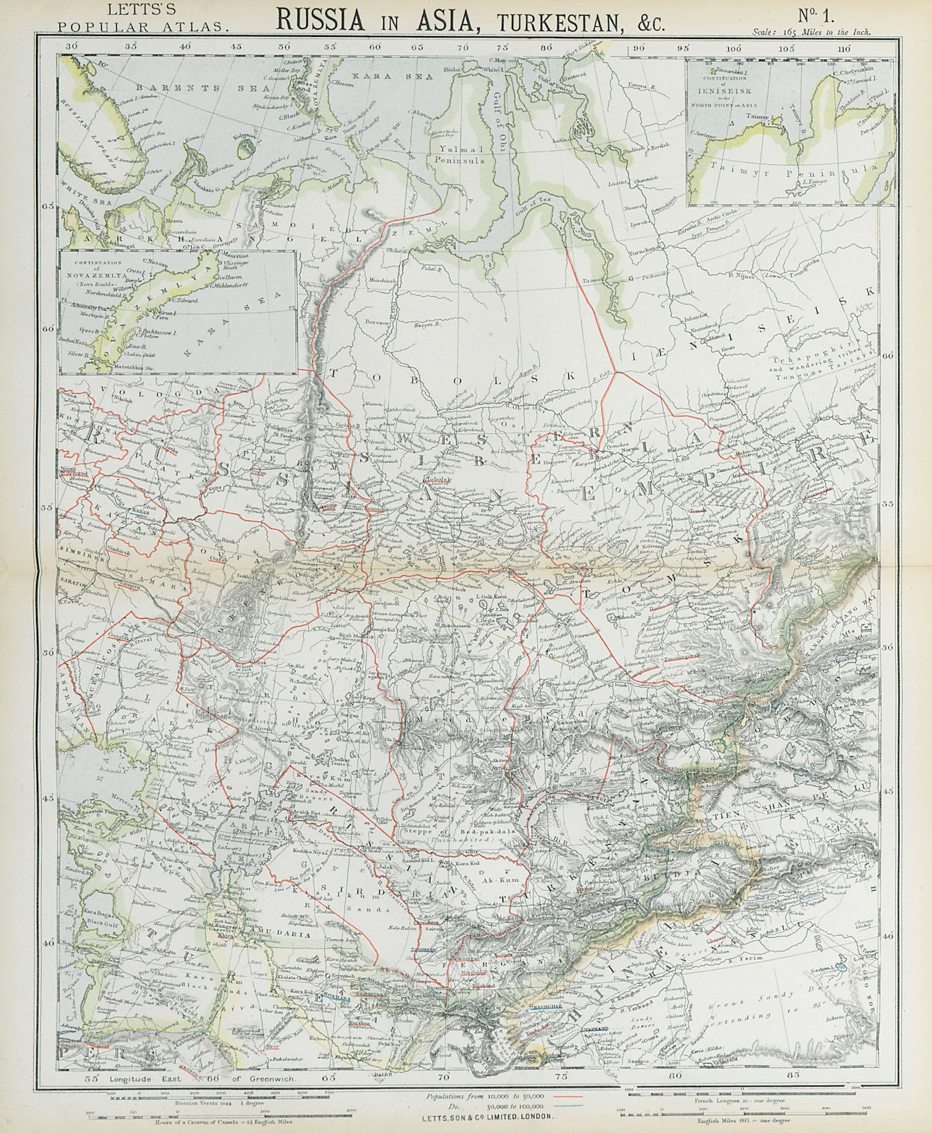 Associate Product CENTRAL ASIA. Bokhara Russian Turkestan Tomsk Great Horde Turgan. LETTS 1883 map