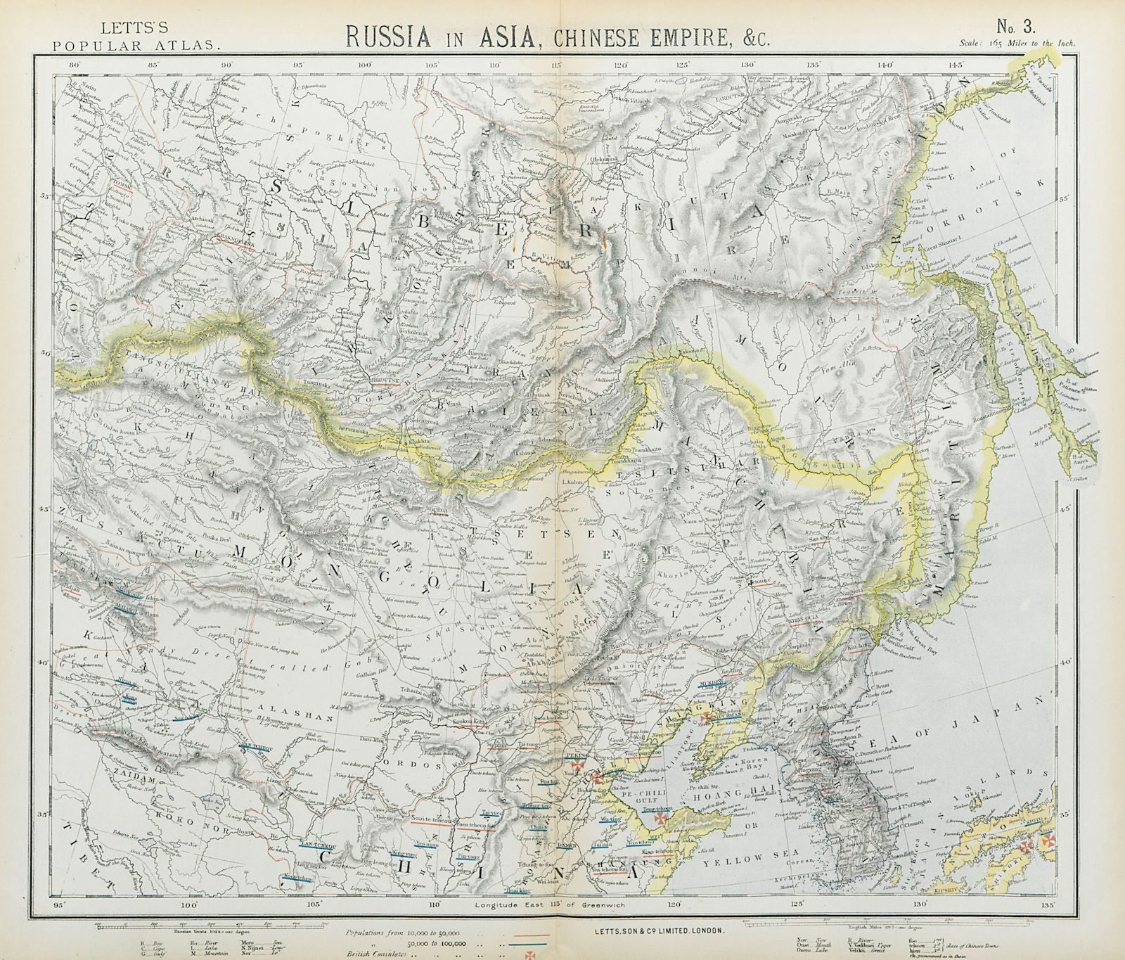 Associate Product MONGOLIA MANCHURIA RUSSIAN FAR EAST. Korea China Amur Baikal. LETTS 1883 map