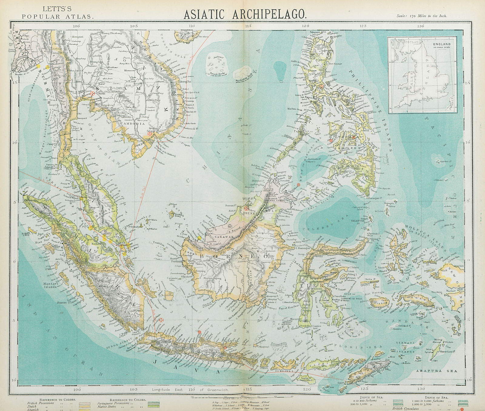 Associate Product Asiatic Archipelago. Dutch East Indies. Indochina Philippines. LETTS 1883 map