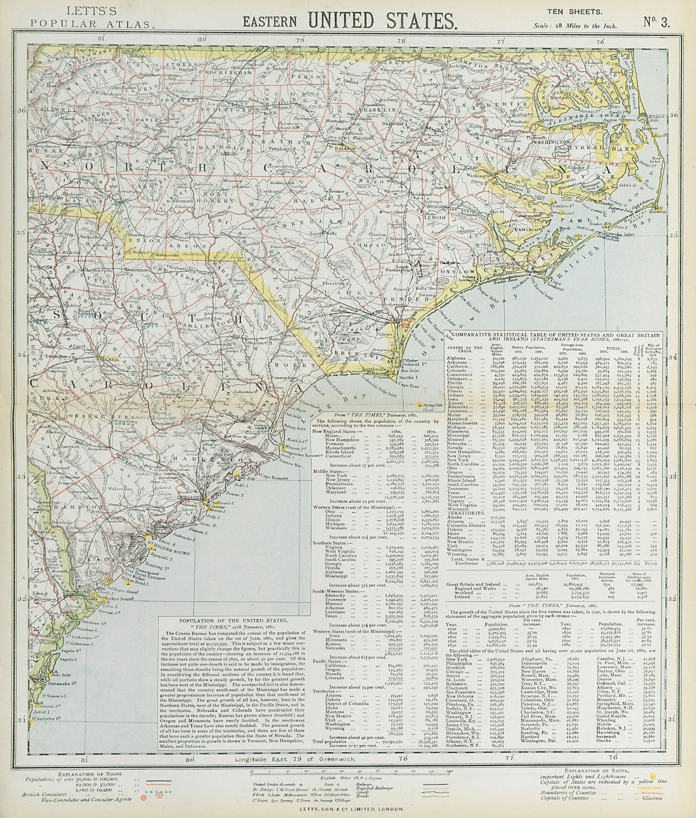Associate Product NORTH & SOUTH CAROLINA COAST. Outer Banks. Sea Islands. Hatteras LETTS 1883 map