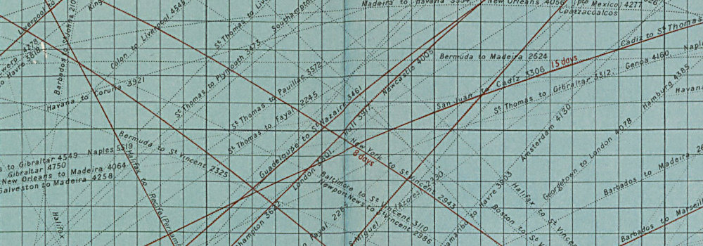 North Atlantic Ocean Sea Chart. Ports Lighthouses Mail Routes. LARGE ...