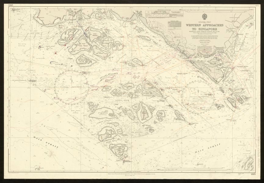 Singapore Strait. Western Approaches. Admiralty nautical sea chart 1969 map