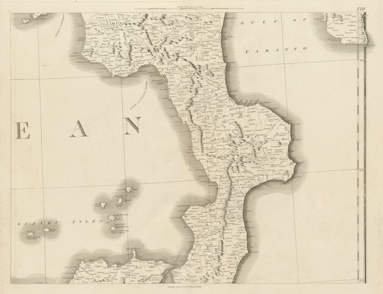 Associate Product Calabria & Southern Basilicata & Campania. NE Sicily. Italy. CHAUCHARD 1800 map