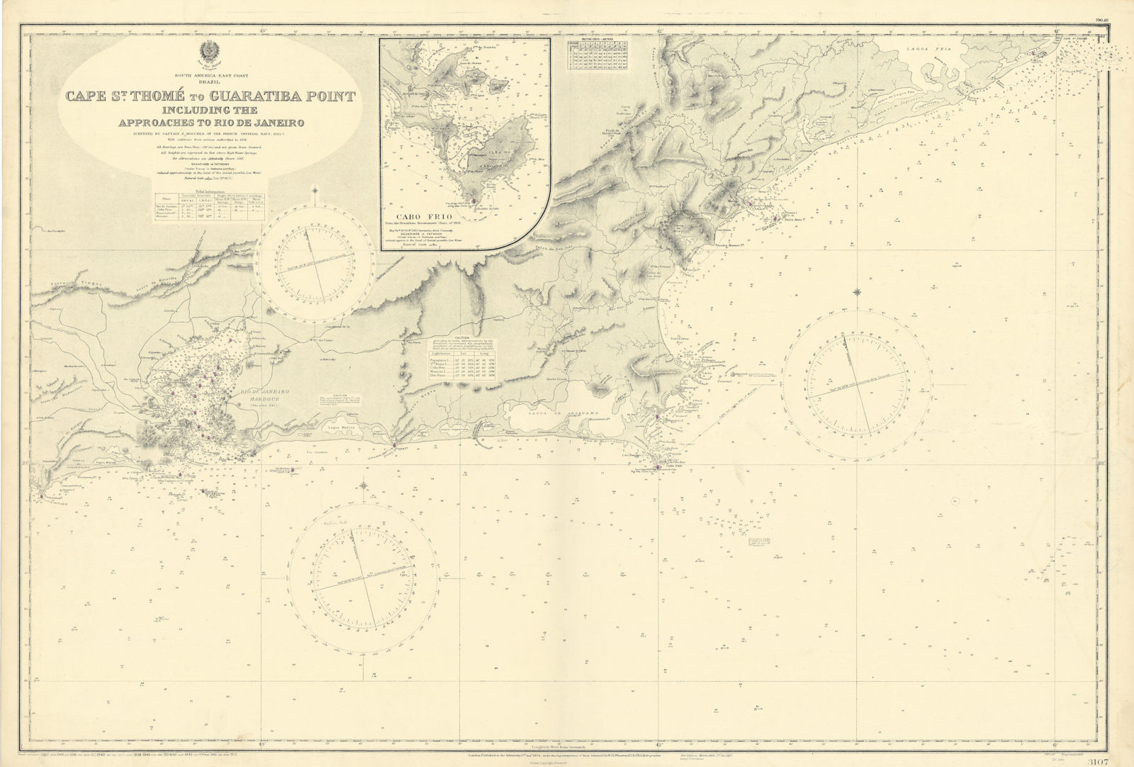 Rio de Janeiro coast & approaches. Brazil. ADMIRALTY sea chart 1899 (1945) map