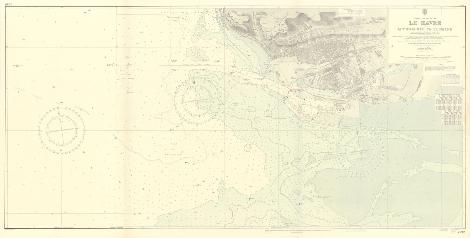Associate Product Le Havre & Seine approaches. Seine-Maritime. ADMIRALTY sea chart 1924 (1955) map