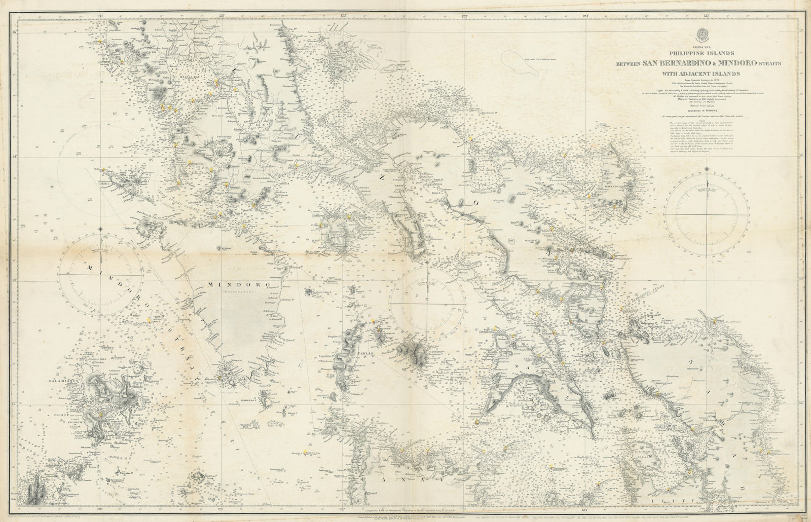 Philippines. Southern Luzon Mindoro Visayas. ADMIRALTY sea chart 1866 (1912) map