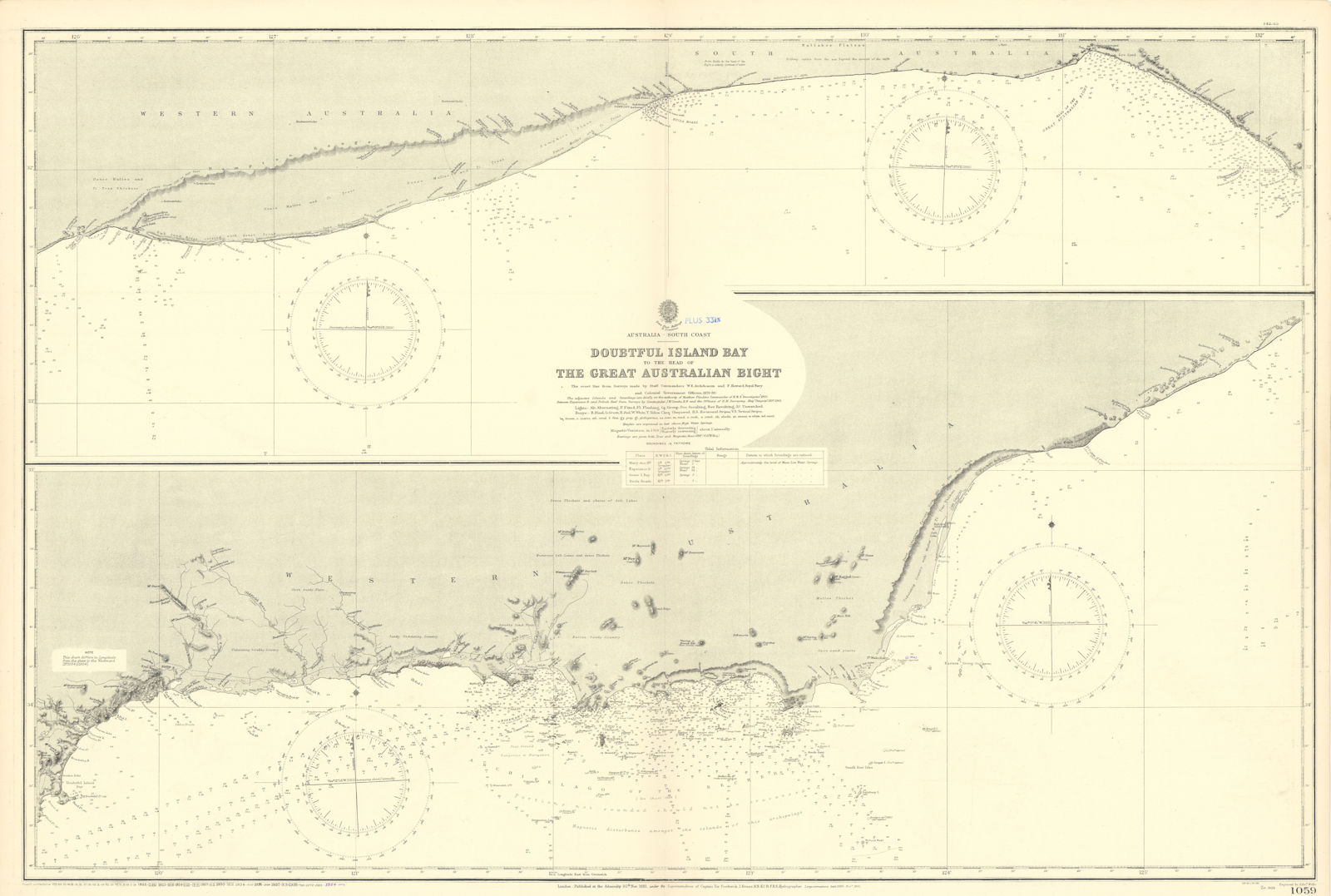 Great Australian Bight Goldfields-Esperance ADMIRALTY chart 1881 (1954) map