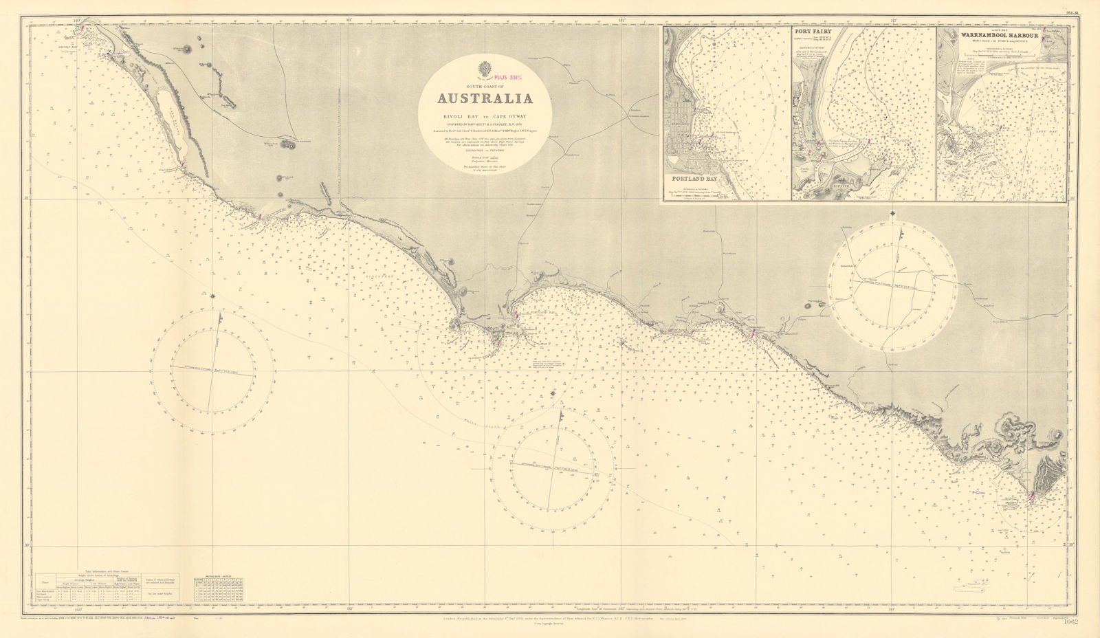 Victoria coast Australia Rivoli Bay-Cape Otway ADMIRALTY chart 1901 (1954) map