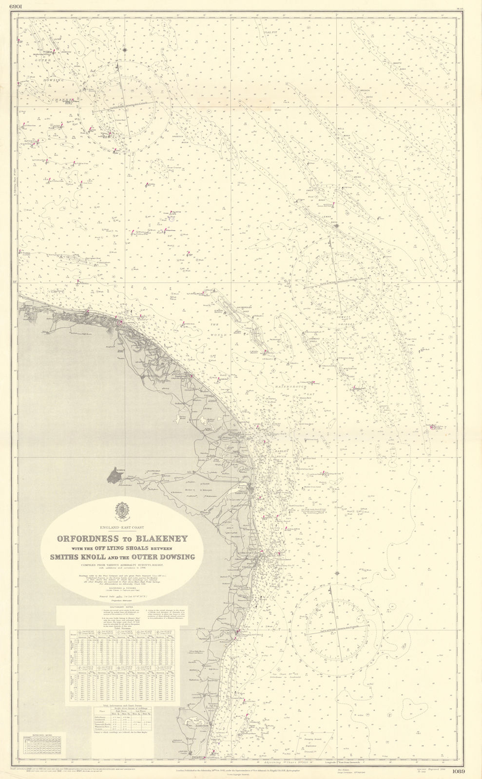 Associate Product Norfolk & Suffolk coast. Orfordness-Blakeney ADMIRALTY sea chart 1941 (1949) map