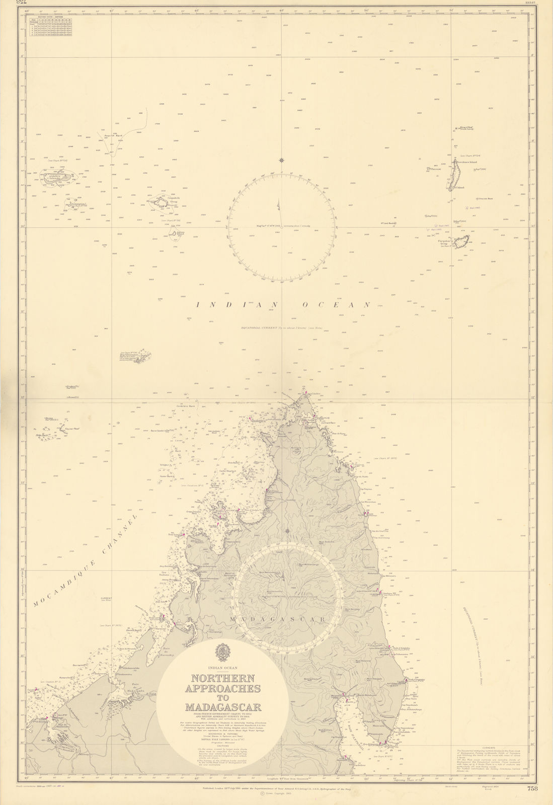 Associate Product Madagascar northern approaches Indian Ocean. ADMIRALTY sea chart 1965 (1968) map