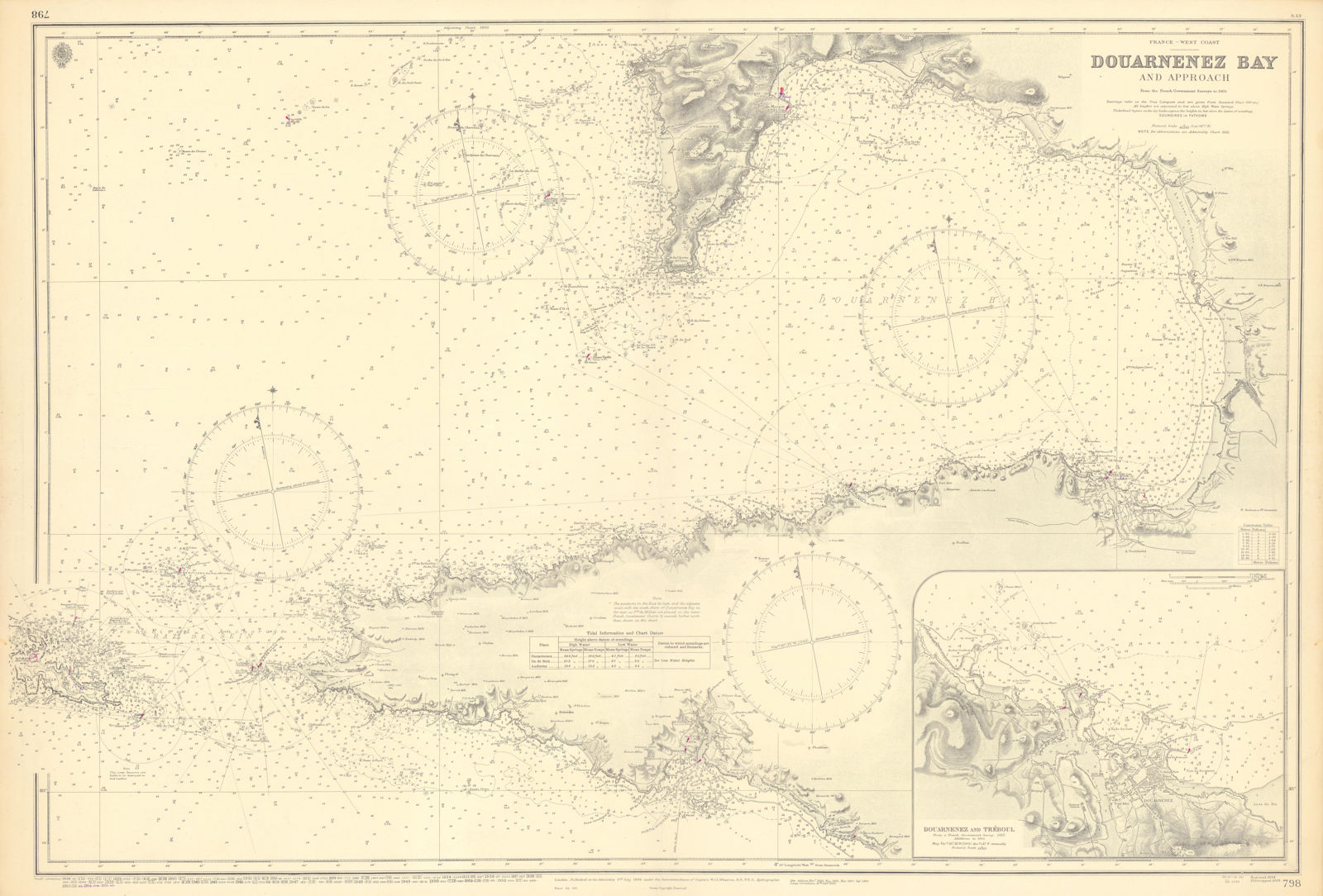 Douarnenez Bay & approaches. Finistère. ADMIRALTY sea chart 1894 (1955) map