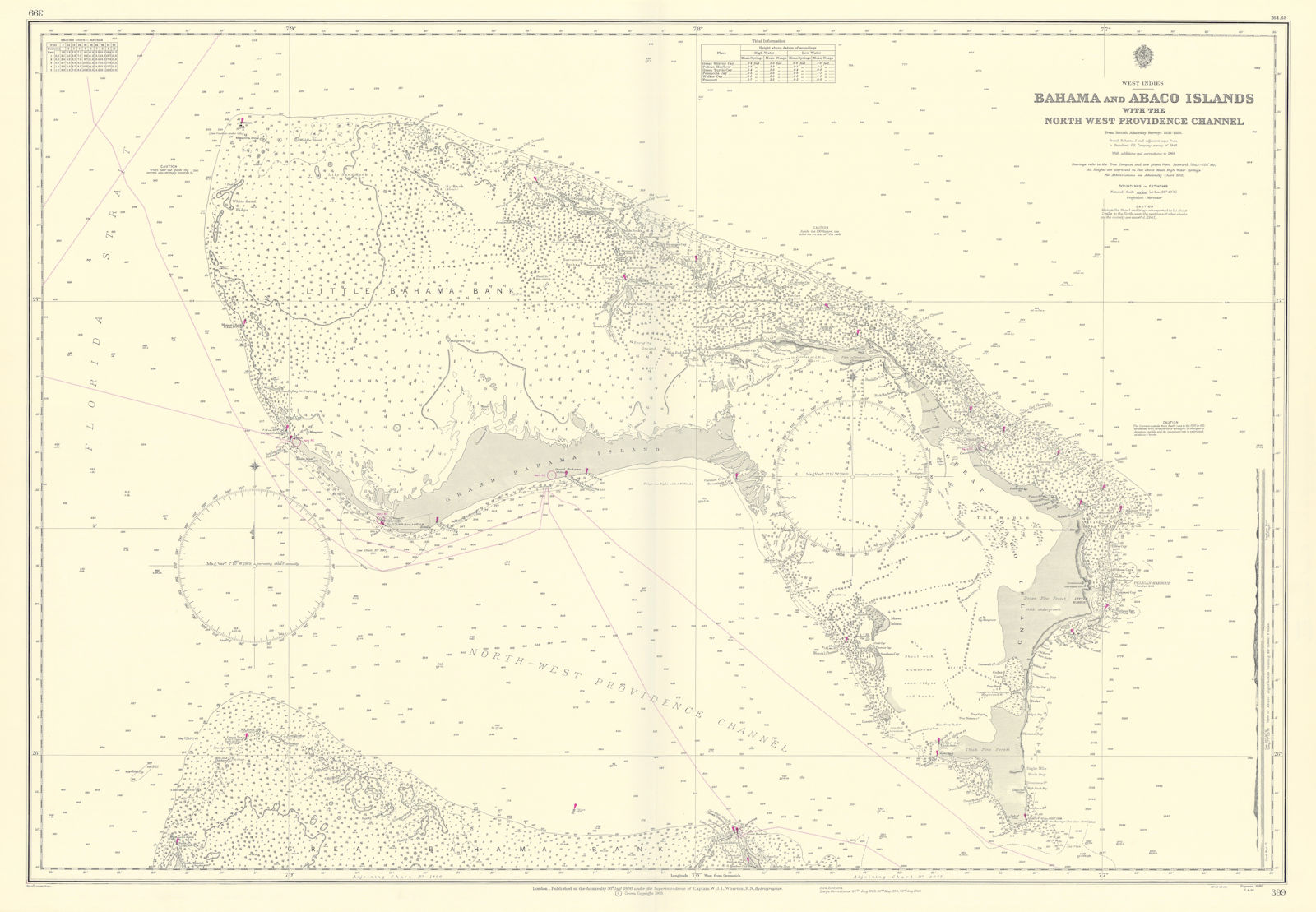 Associate Product Grand Bahama & Great Abaco Islands. Bahamas. ADMIRALTY sea chart 1886 (1968) map