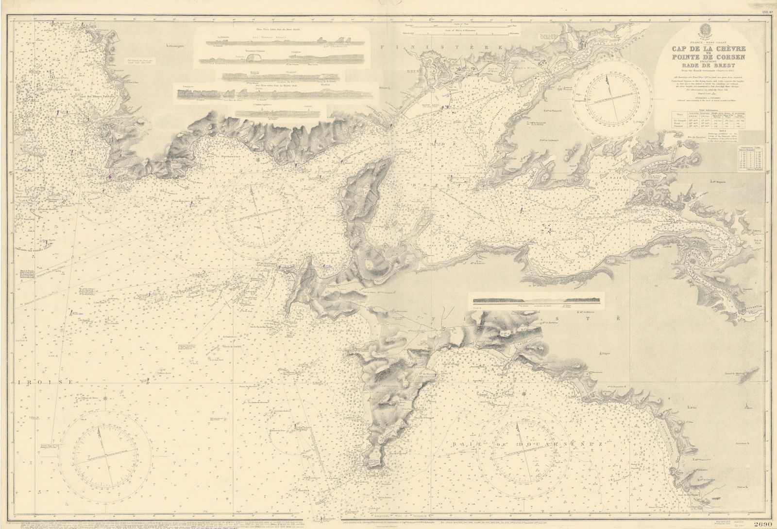Cap Chèvre-Pte Corsen Rade Brest Finistère ADMIRALTY sea chart 1859 (1949) map