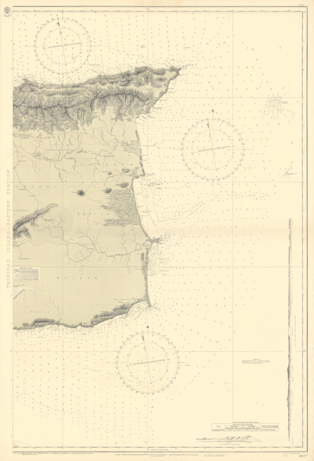 Trinidad Island. Eastern Part. West Indies. ADMIRALTY sea chart 1869 (1950) map