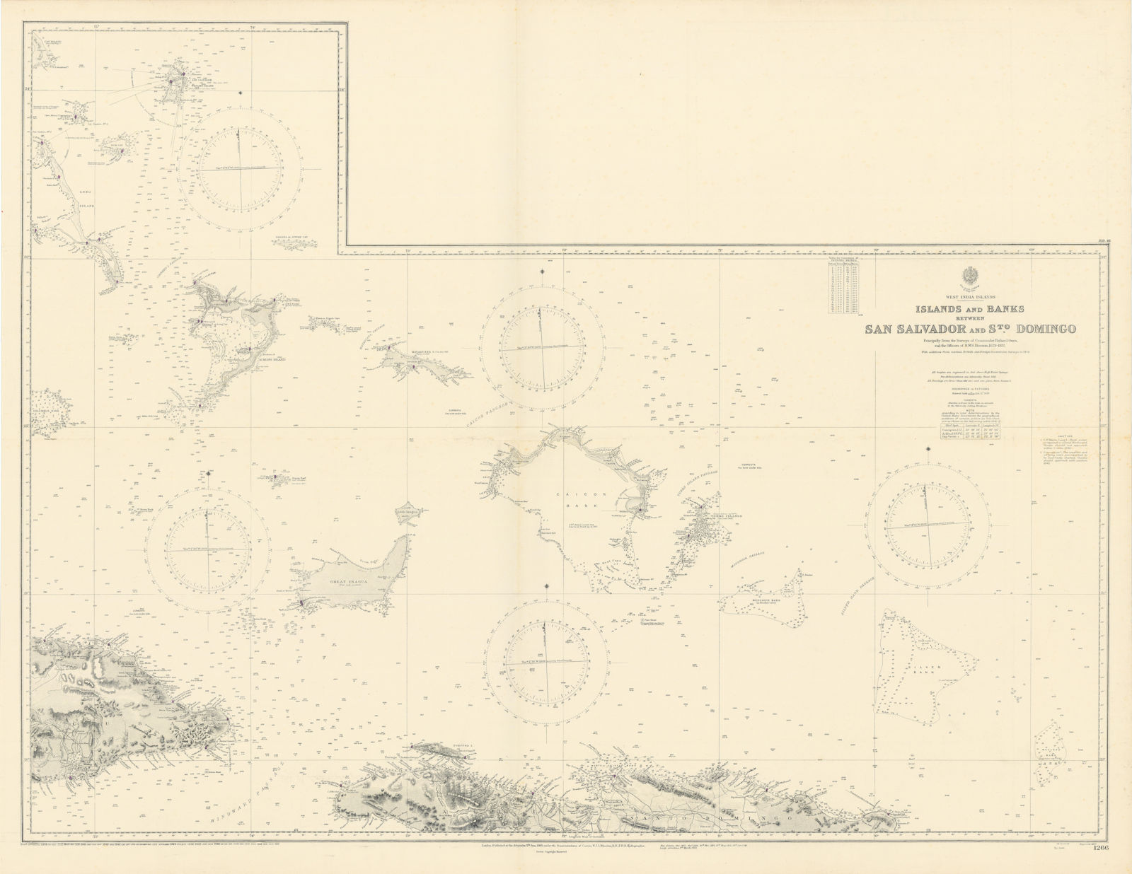 Eastern Bahamas Turks Caicos islands Caribbean ADMIRALTY chart 1889 (1946) map