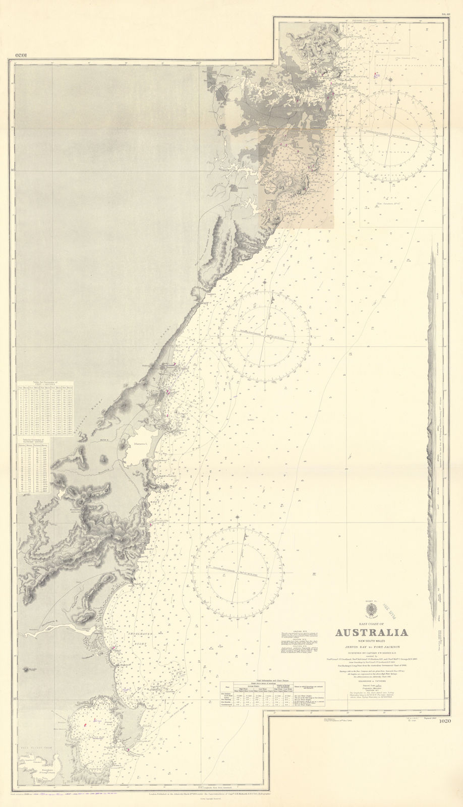Associate Product New South Wales coast. Jervis Bay to Sydney. ADMIRALTY sea chart 1869 (1955) map