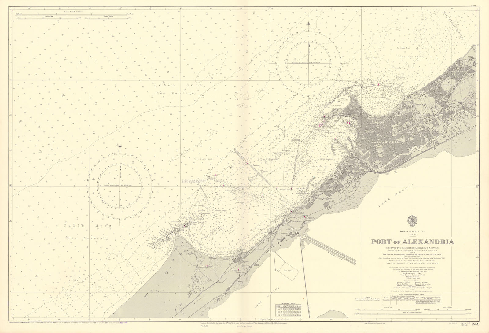 Port of Alexandria, Egypt. Mediterranean. ADMIRALTY sea chart 1940 (1956) map