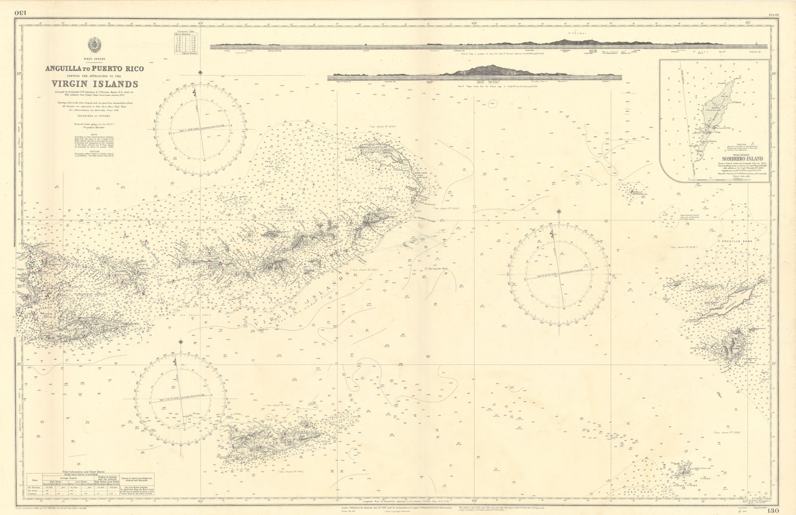 Anegada Passage Virgin Islands St Martin ADMIRALTY chart 1868 (1952) old map