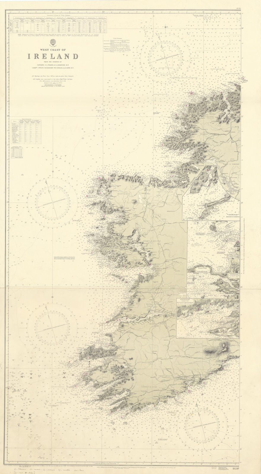 Ireland West Coast Killybegs Sligo Galway ADMIRALTY chart 1862 (1949) old map
