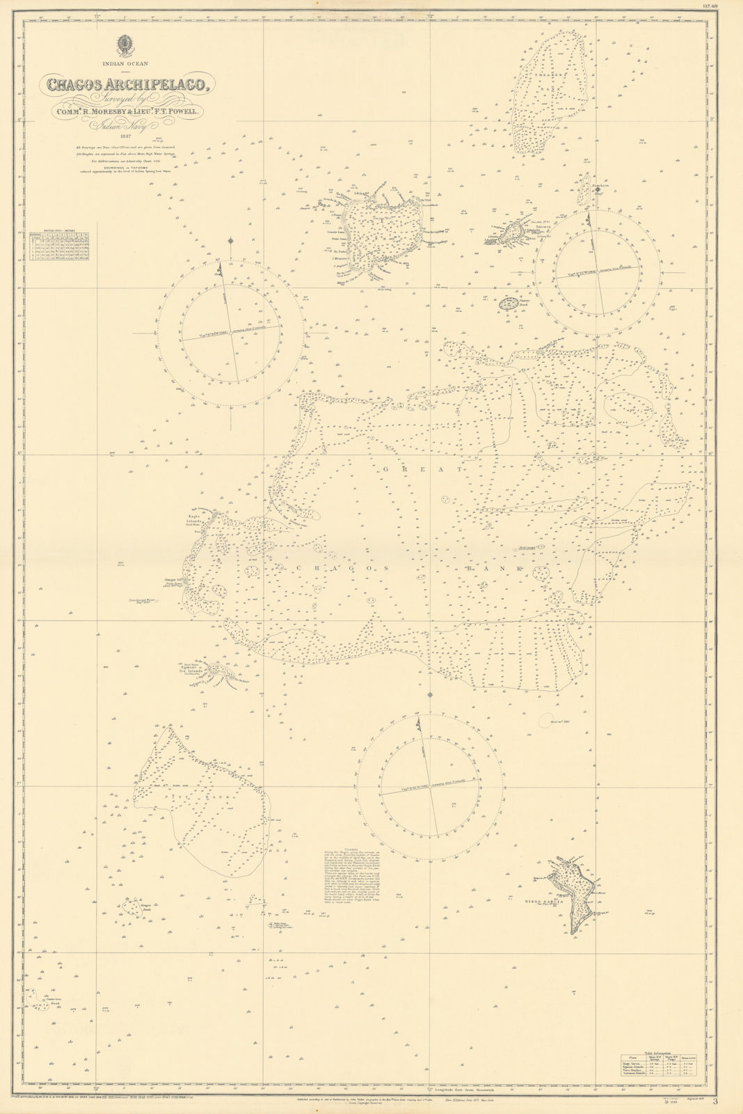 Chagos Archipelago Indian Ocean EAST INDIA COMPANY/Walker chart 1839 (1944) map