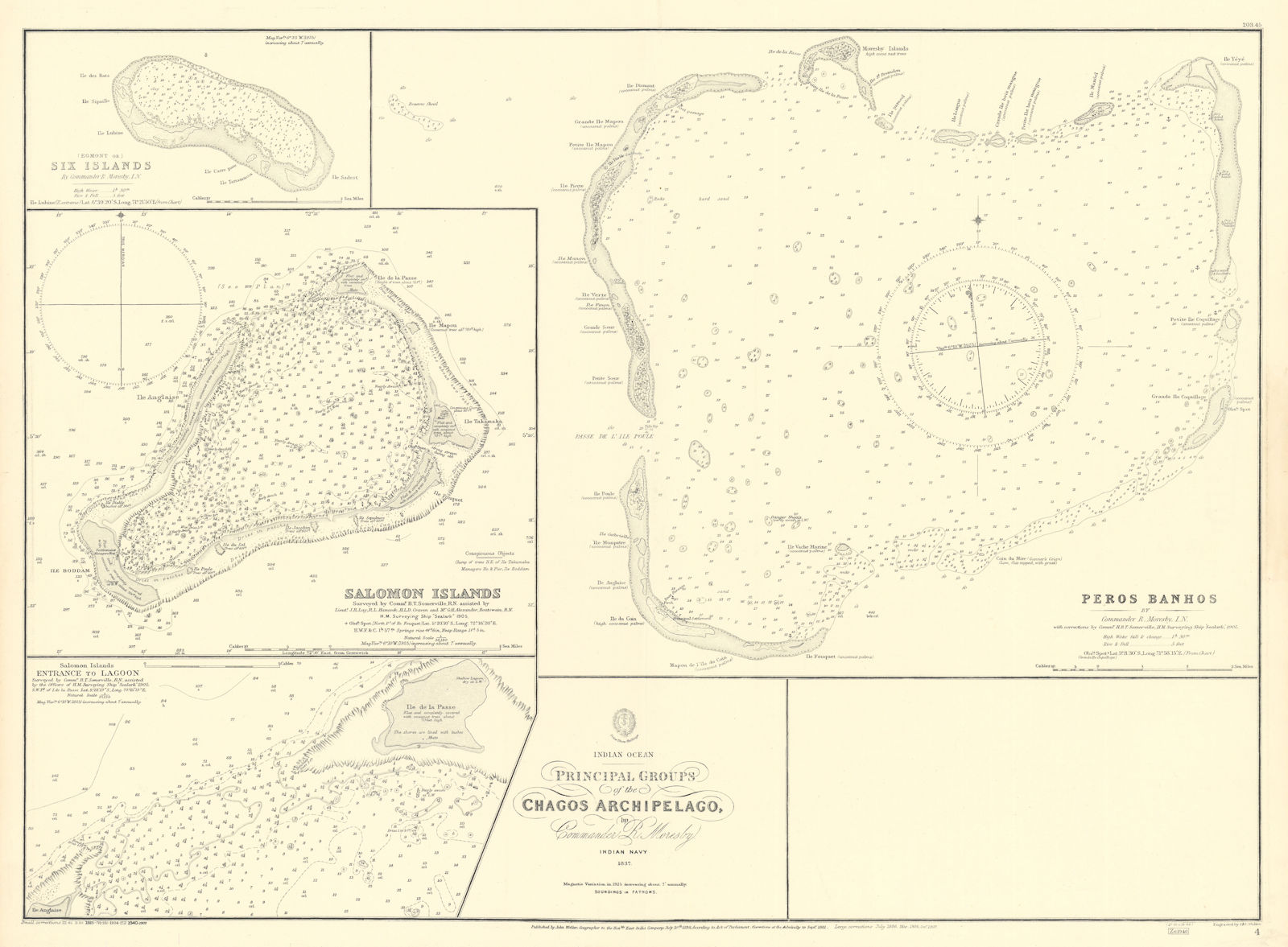 Chagos Islands Peros Banhos Egmont Salomon EAST INDIA CO. chart 1839 (1940) map