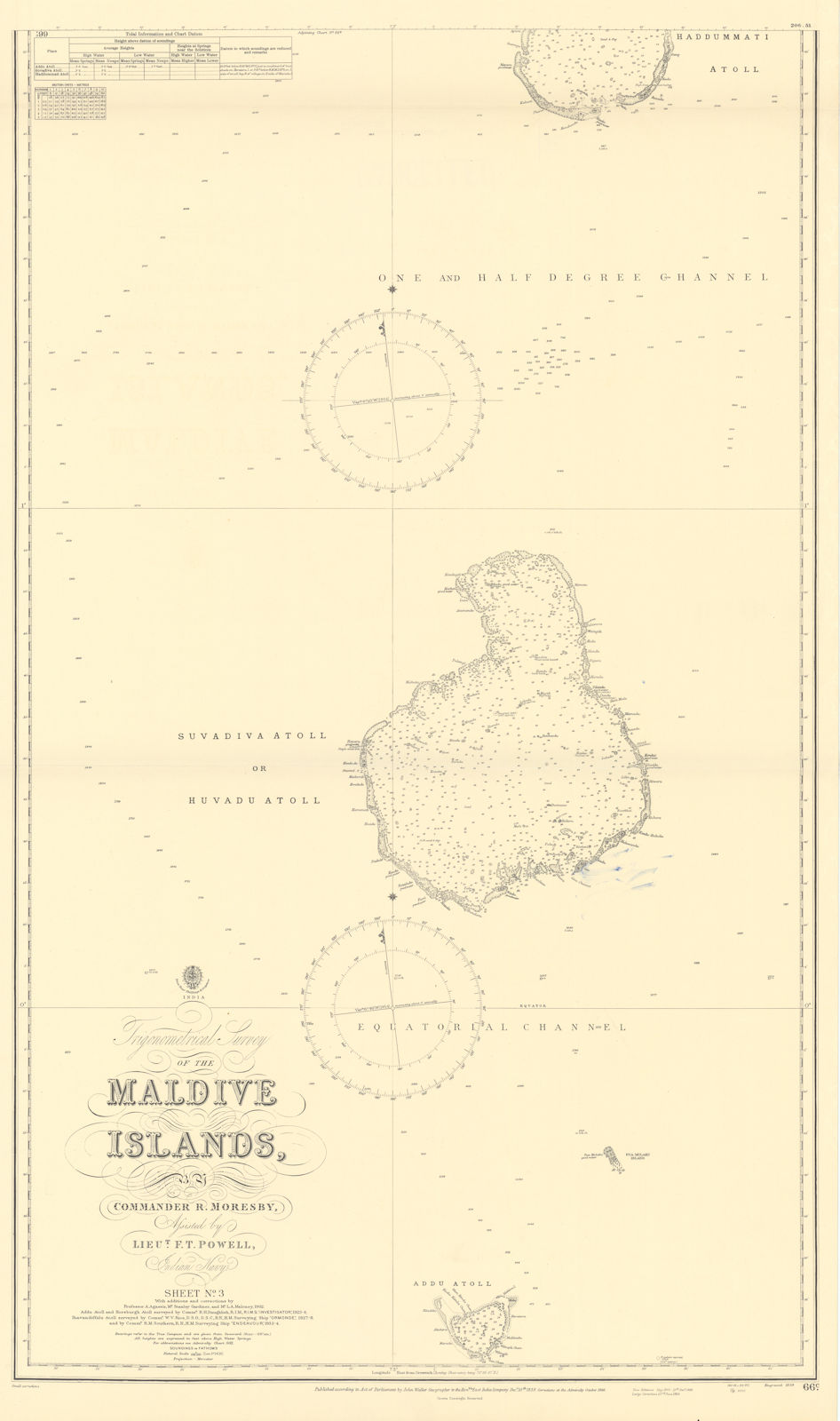 Associate Product Maldive Islands #3 South Walker/EAST INDIA COMPANY sea chart 1839 (1950) map