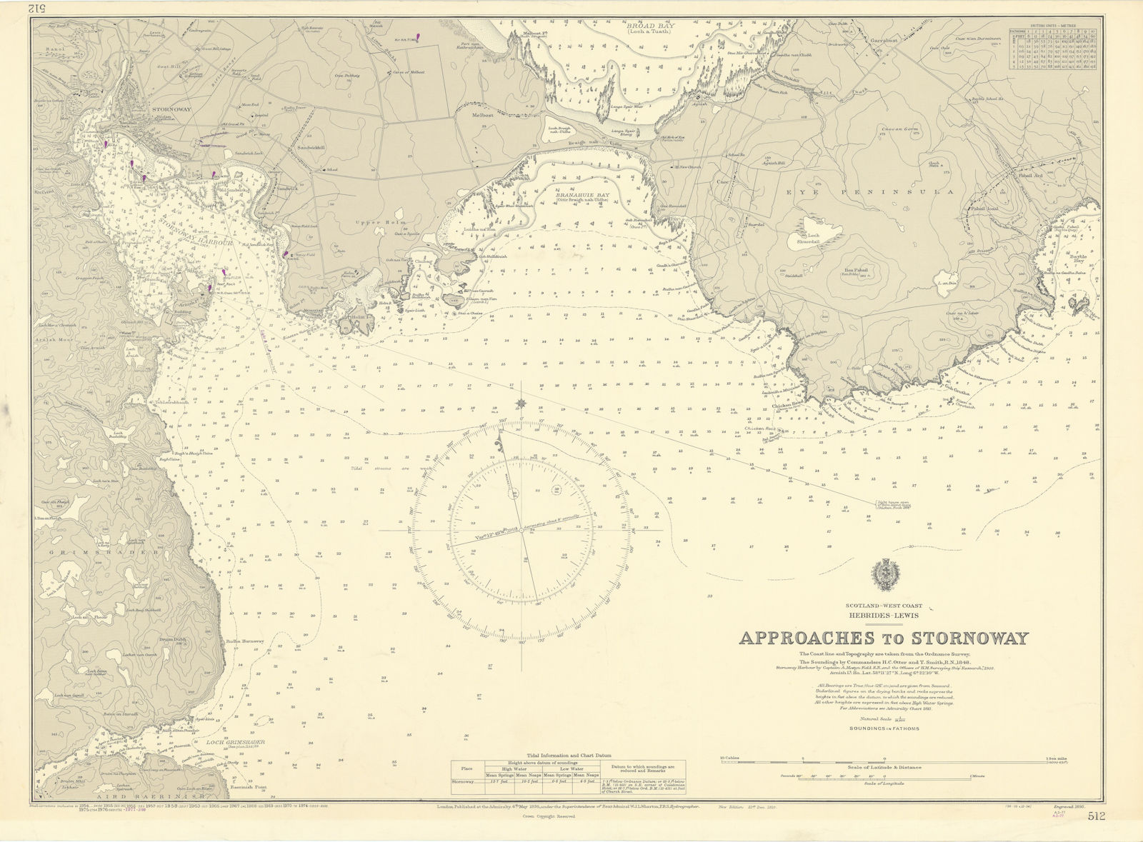Stornoway approaches Hebrides Lewis Scotland ADMIRALTY sea chart 1895 (1977) map