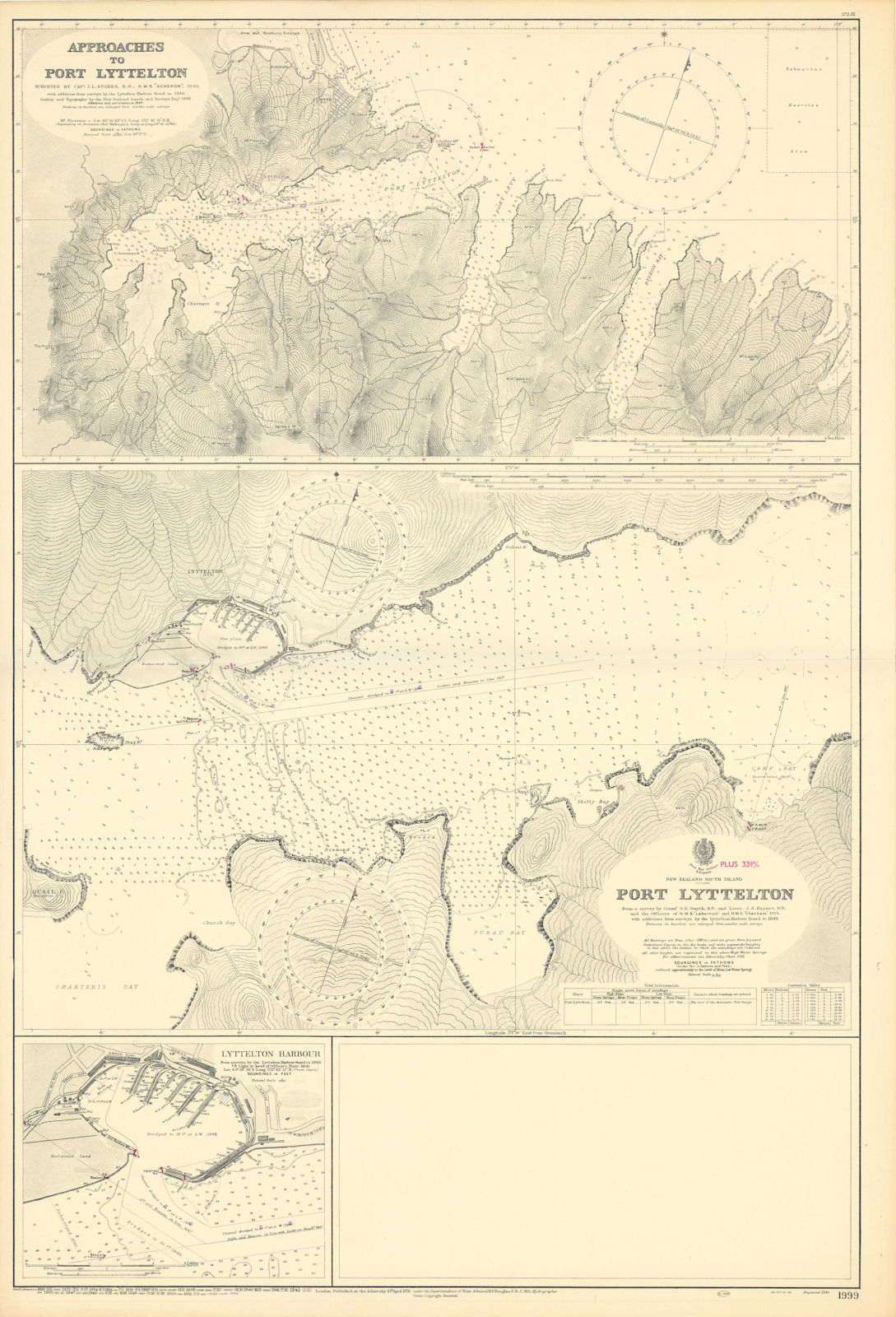 Port Lyttelton port New Zealand South Island ADMIRALTY sea chart 1931 (1955) map