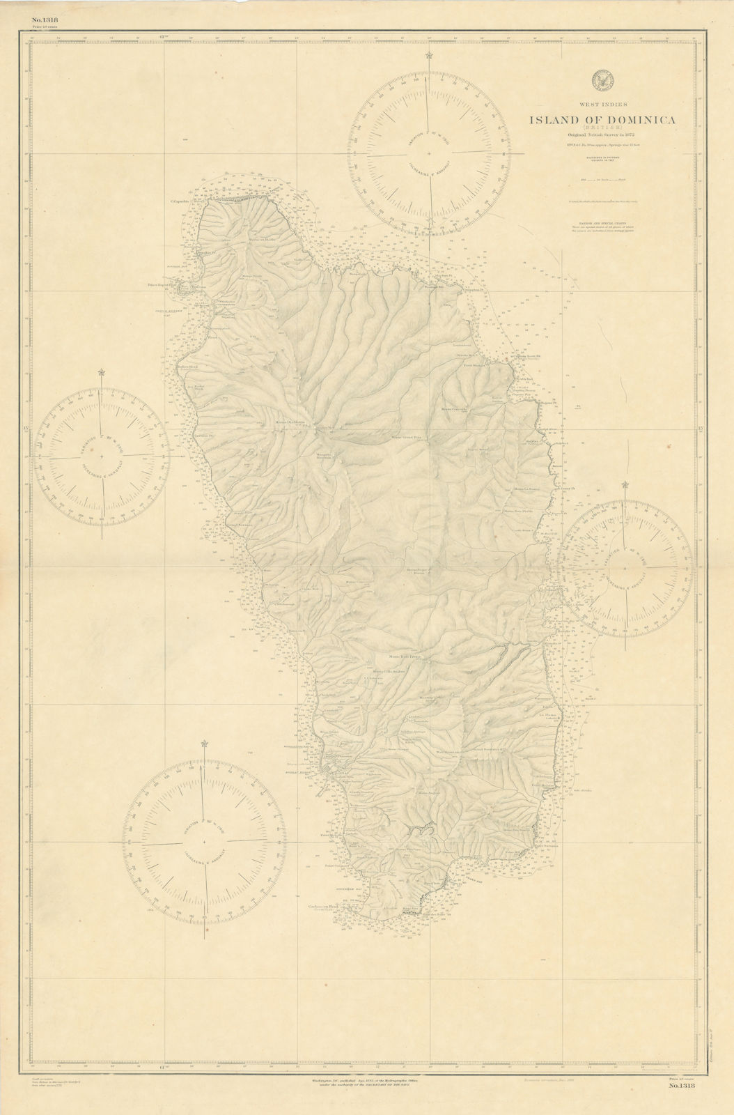 Associate Product Dominica, British West Indies. Caribbean. US Navy sea chart 1892 (1917) map