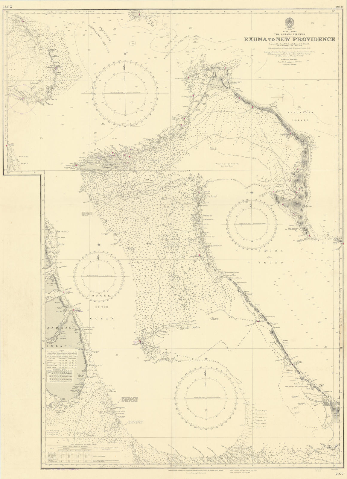 Bahamas Exuma Eleuthera New Providence Andros ADMIRALTY chart 1851 (1955) map