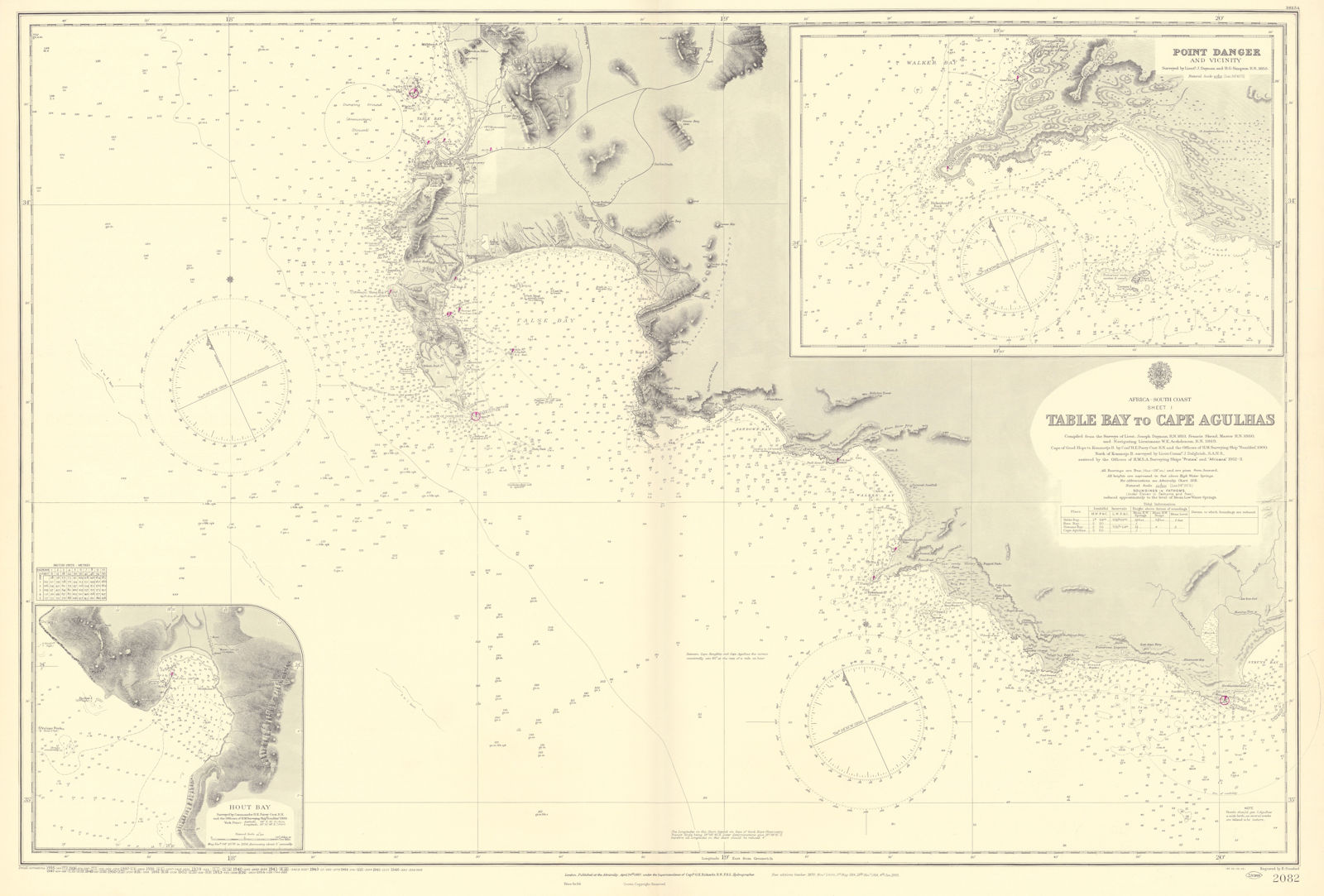 Cape Town Hout Table Bay Pt Danger South Africa ADMIRALTY chart 1867 (1954) map
