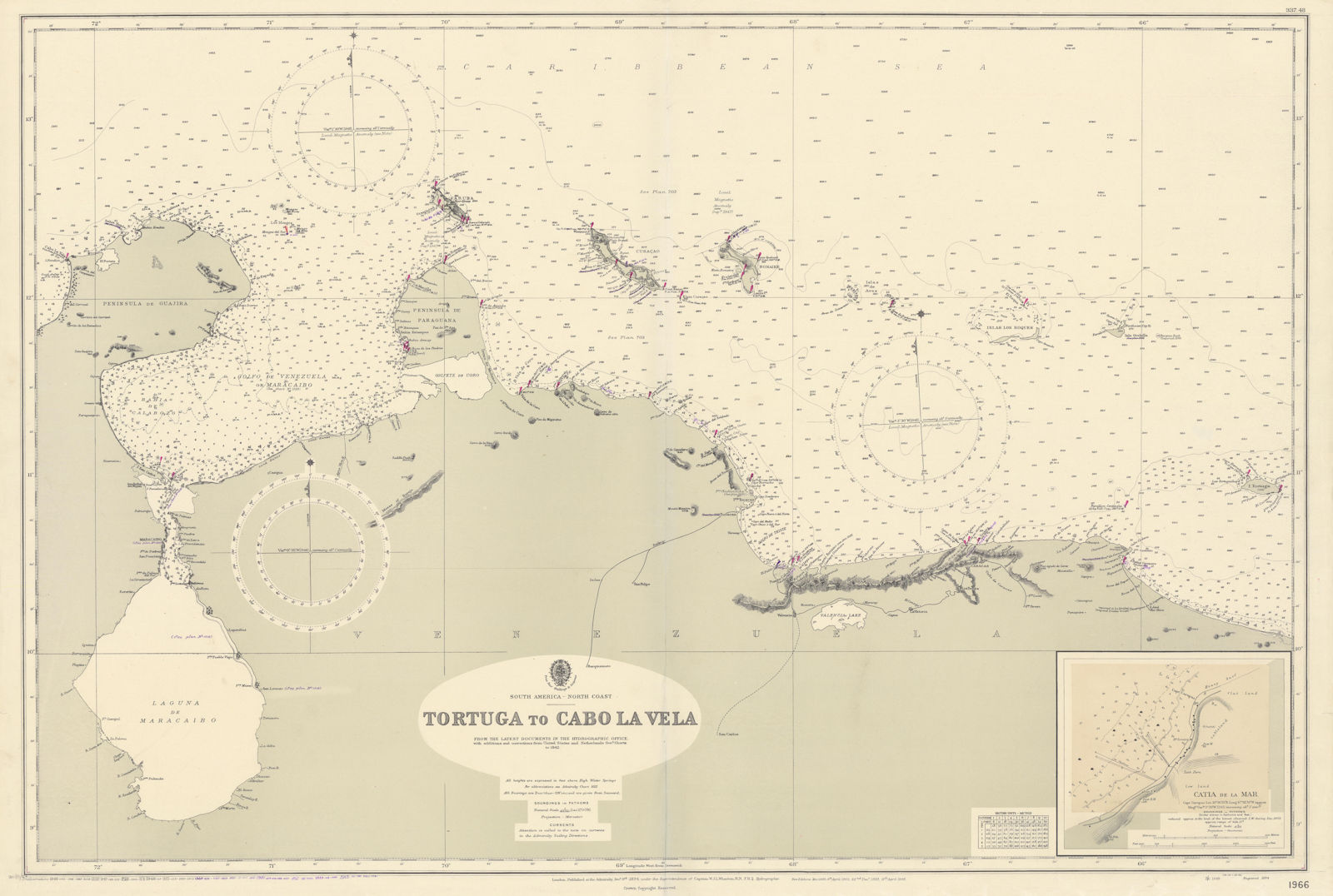 Venezuela coast. Aruba Bonaire Curacao. ADMIRALTY sea chart 1894 (1955) map