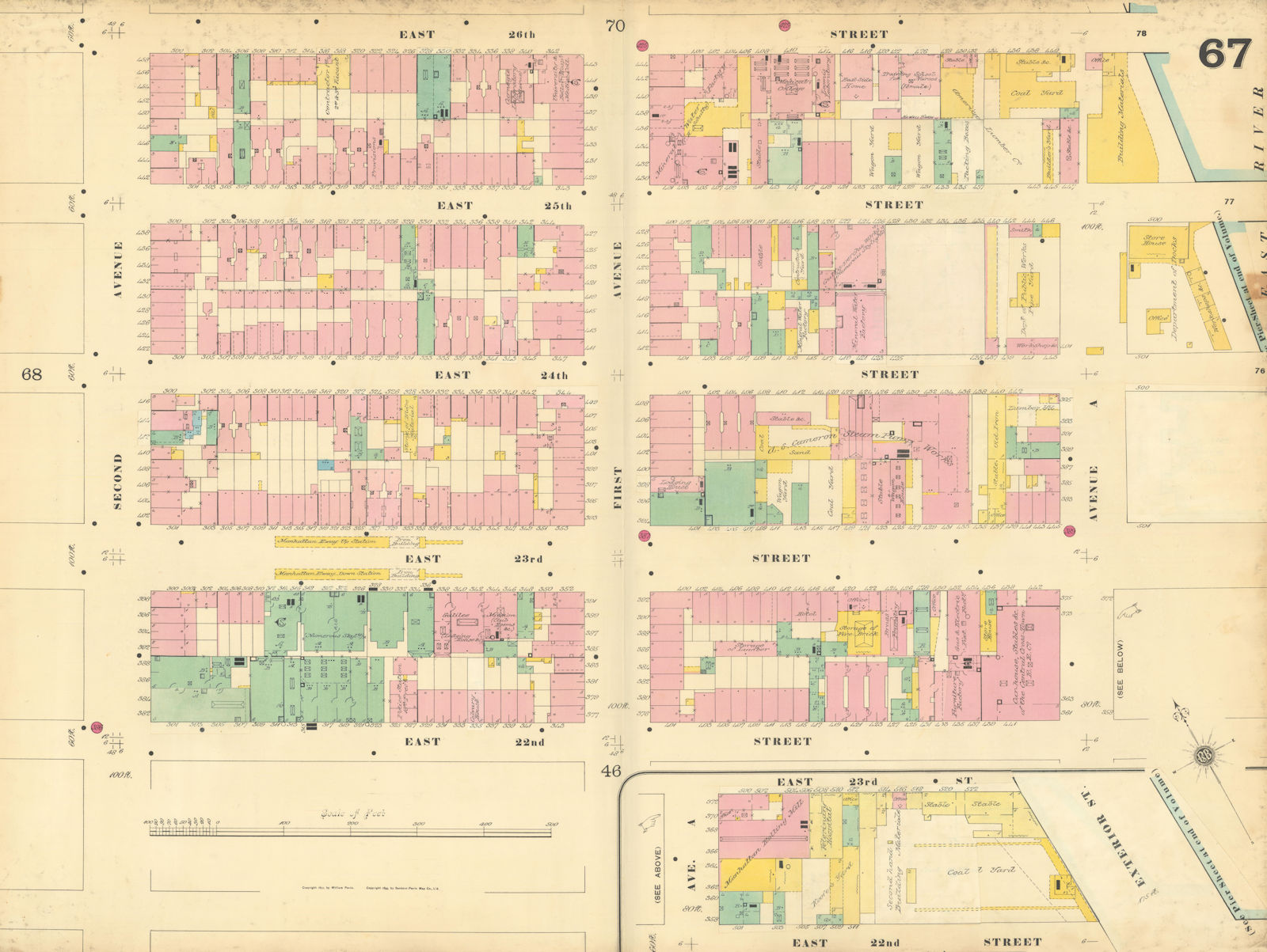 Sanborn NYC #67 Manhattan Midtown East Kips Bay Gramercy 1899 old antique map