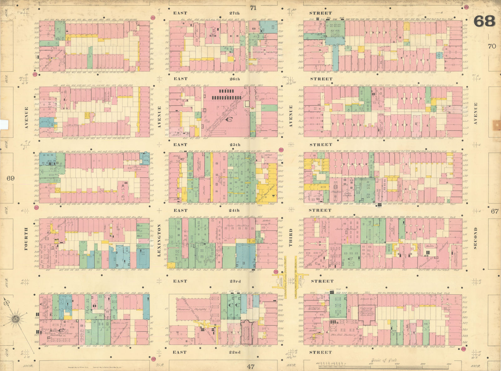 Sanborn NYC #68 Manhattan Midtown Kips Bay NoMad Rose Hill Gramercy 1899 map
