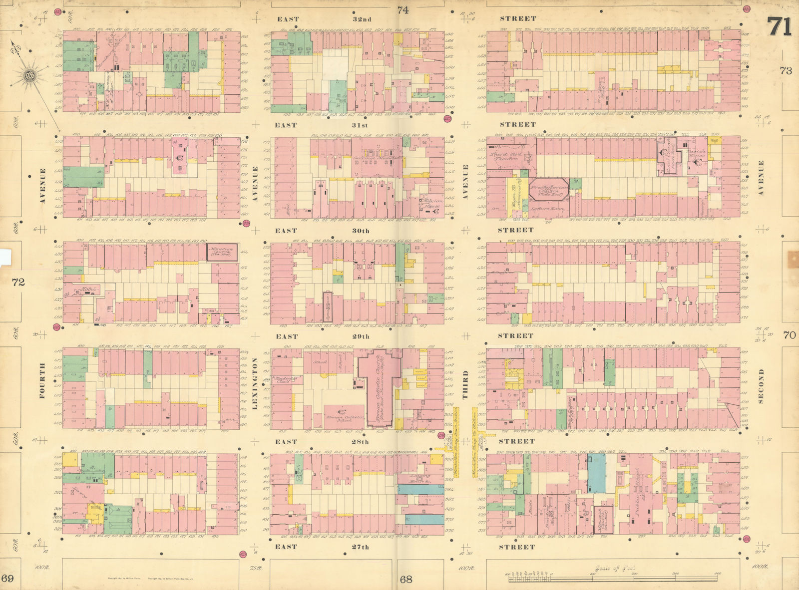 Associate Product Sanborn NYC #71 Manhattan Midtown NoMad Kips Bay Rose Hill Murray Hill 1899 map
