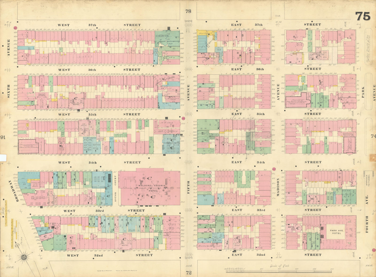 Associate Product Sanborn NYC #75 Manhattan Midtown NoMad Murray Hill Garment District 1899 map
