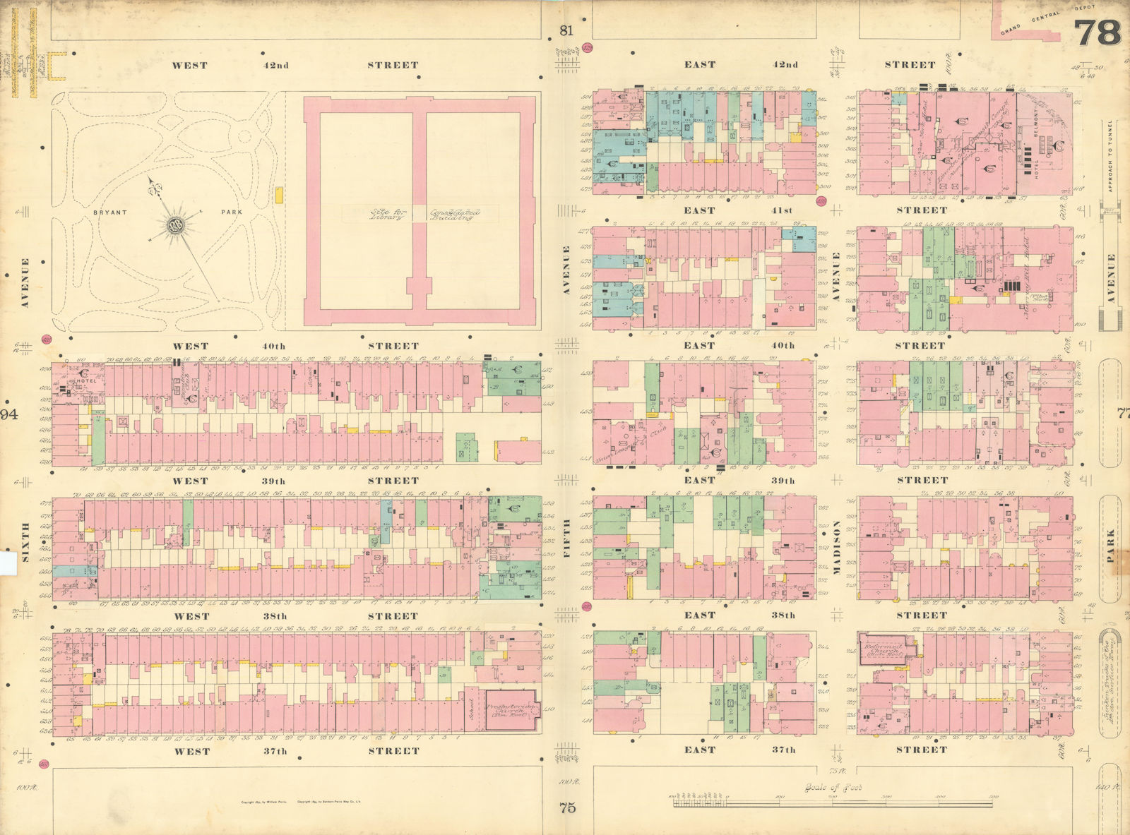 Sanborn NYC #78 Manhattan Midtown Garment District Murray Hill Bryant 1899 map