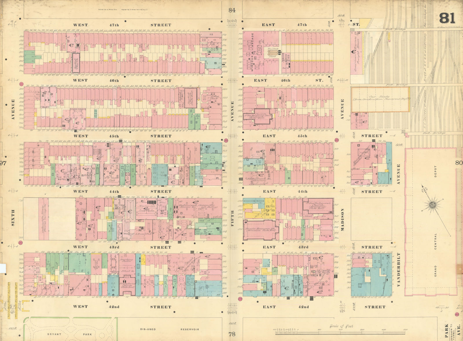 Sanborn NYC #81 Manhattan Midtown East Diamond District 1899 old antique map
