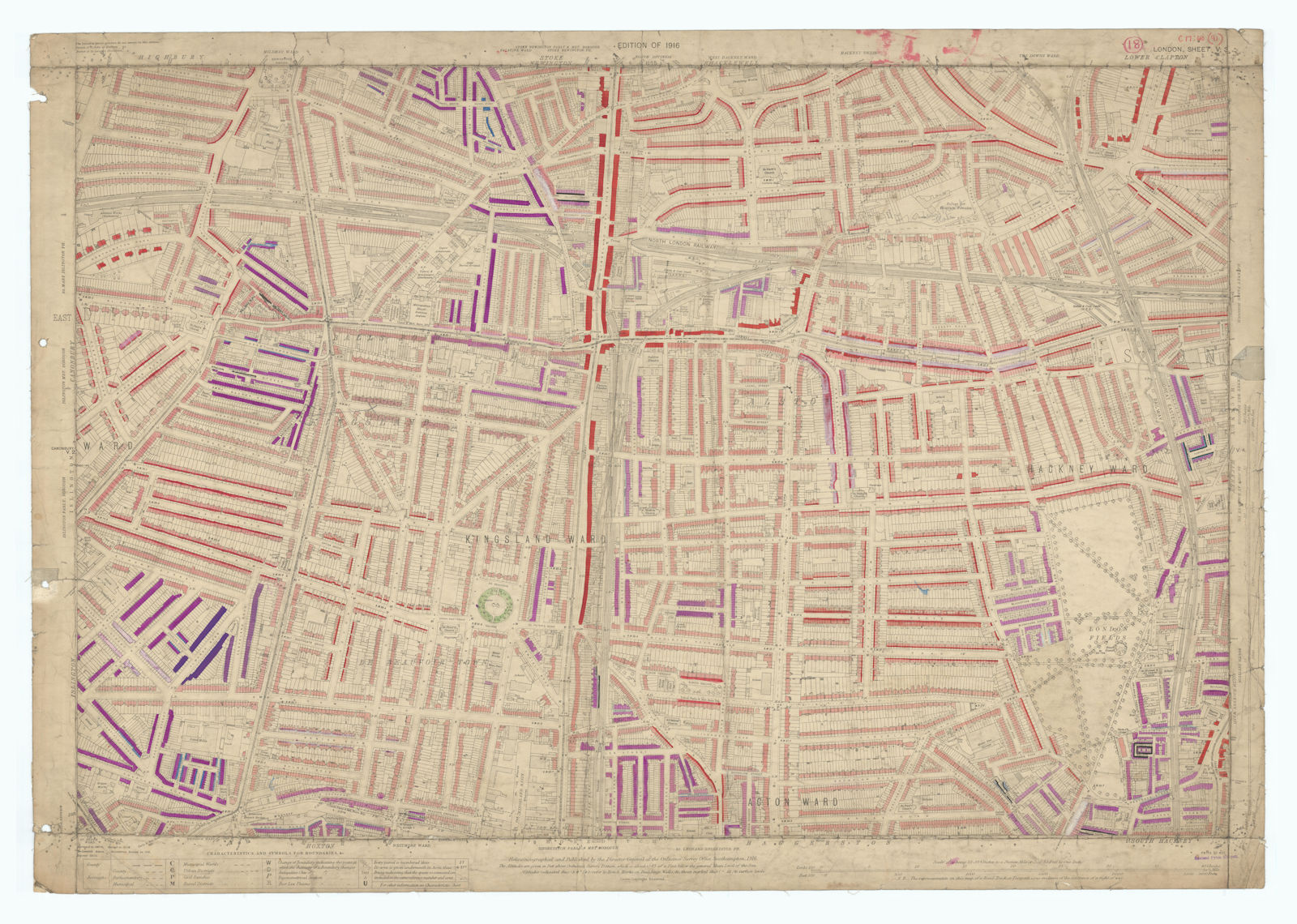 LSE POVERTY OS PROOF MAP Hackney Downs - Kingsland - Dalston - Haggerston 1928