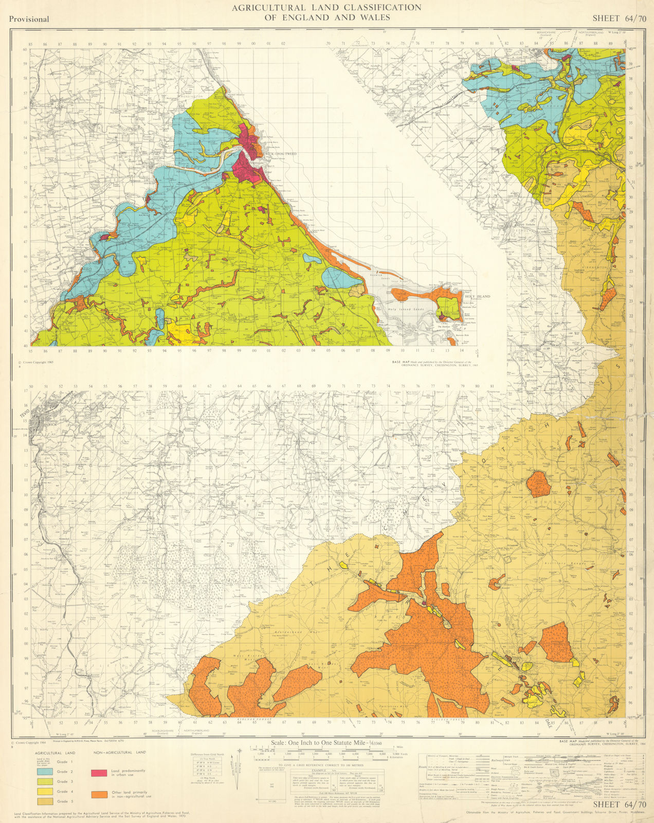 Associate Product Agricultural Land Classification 64/70 North Northumberland. Cheviots 1970 map