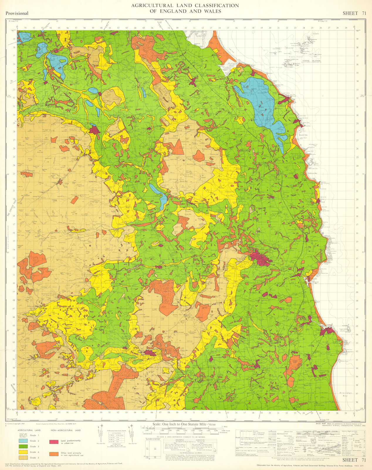 Associate Product Agricultural Land Classification 71 Northumberland coastal plain/Hills 1971 map