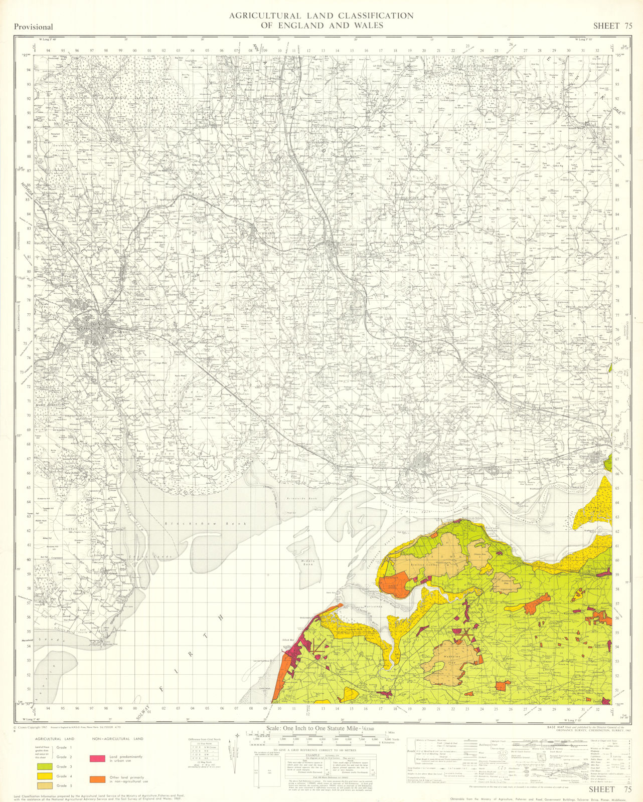 Agricultural Land Classification 75 Solway Firth Coast Basin. Dumfries 1970 map