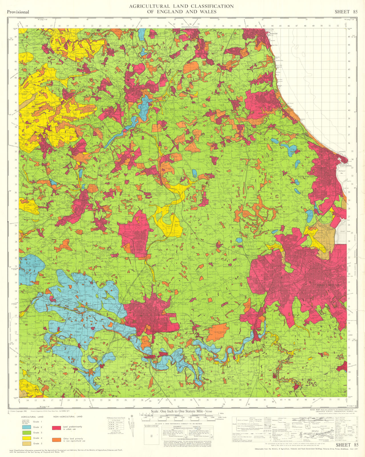 Associate Product Agricultural Land Classification 85 Durham Plateau & Tees Lowlands 1971 map