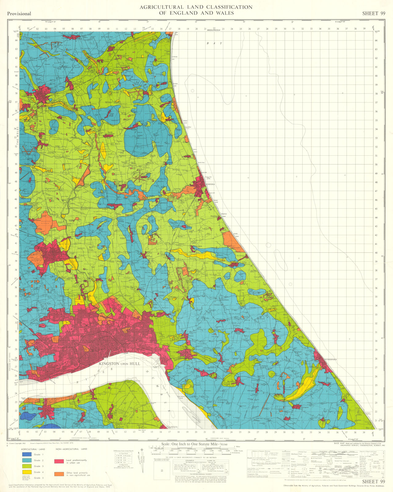 Associate Product Agricultural Land Classification 99 Hull. Holderness. Humber Estuary 1970 map