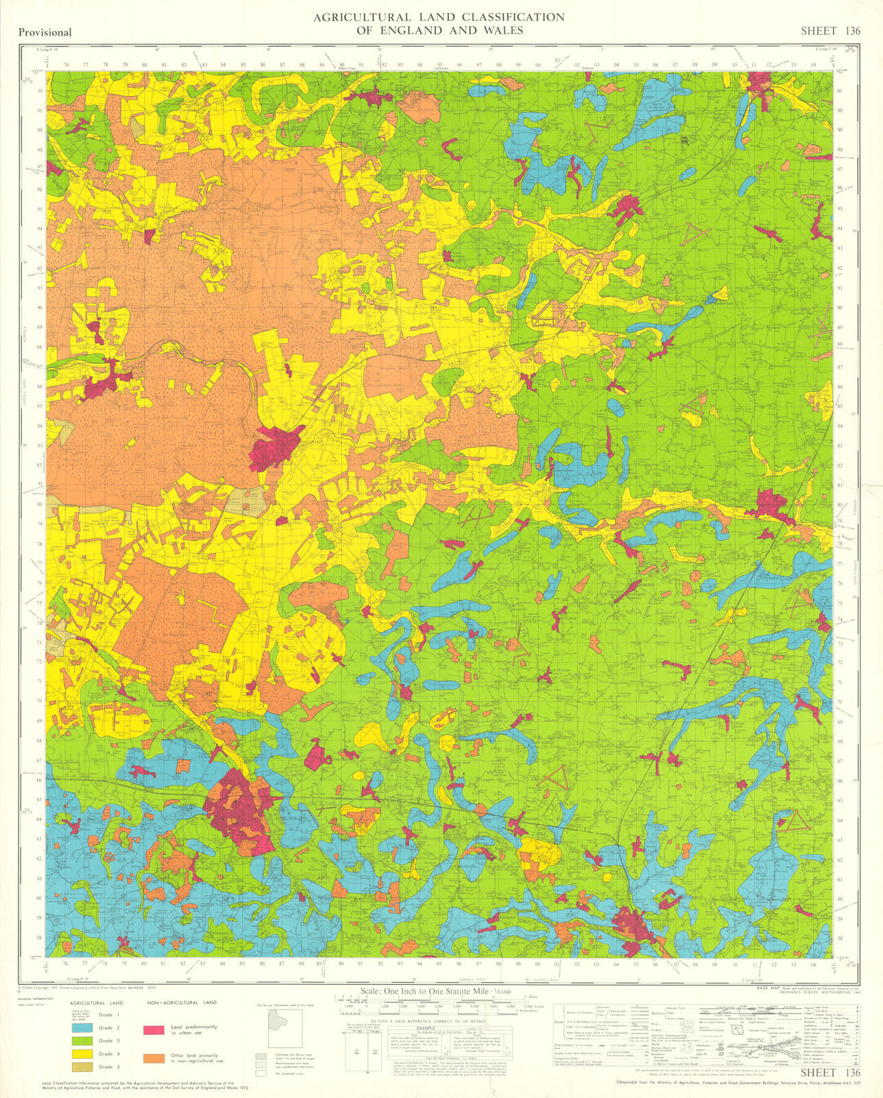 Associate Product Agricultural Land Classification 136 Thetford Forest. Brecks. Claylands 1972 map