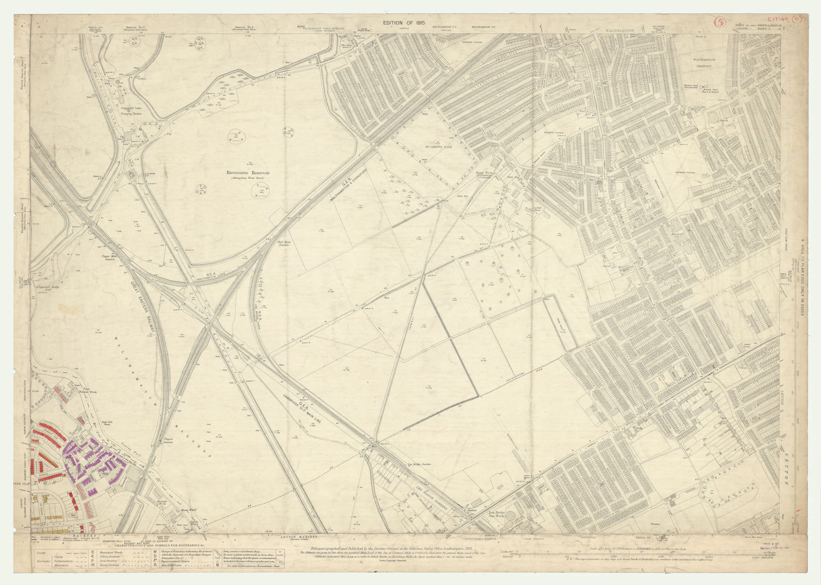 Associate Product LSE POVERTY OS PROOF MAP Upper Clapton - Walthamstow Marshes 1928 old
