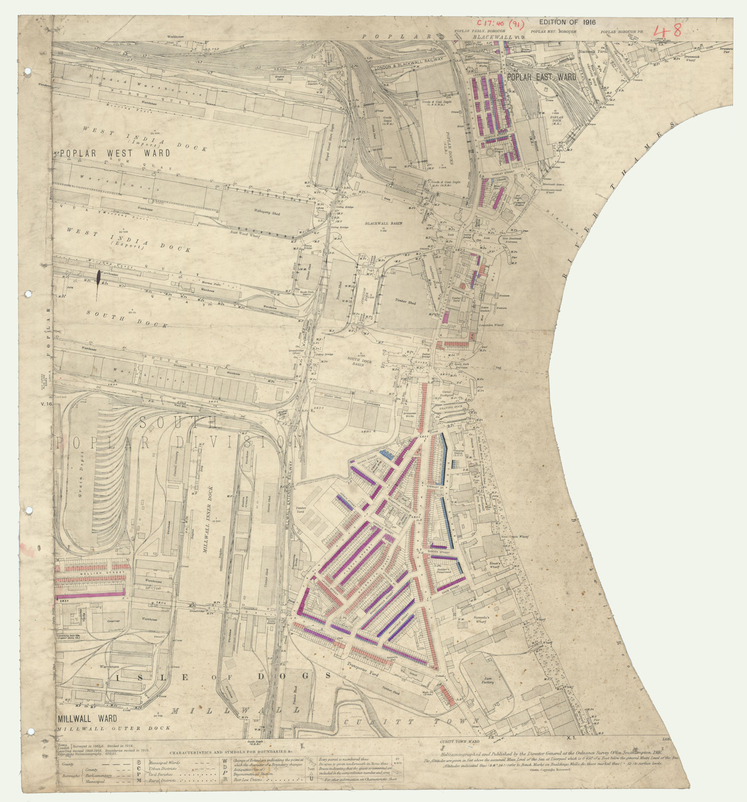 Associate Product LSE POVERTY OS PROOF MAP Canary Wharf - Cubitt Town - Blackwall 1928 old